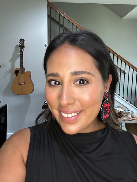 Red & Black Football Earrings