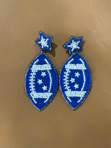 Blue & White Football Earrings