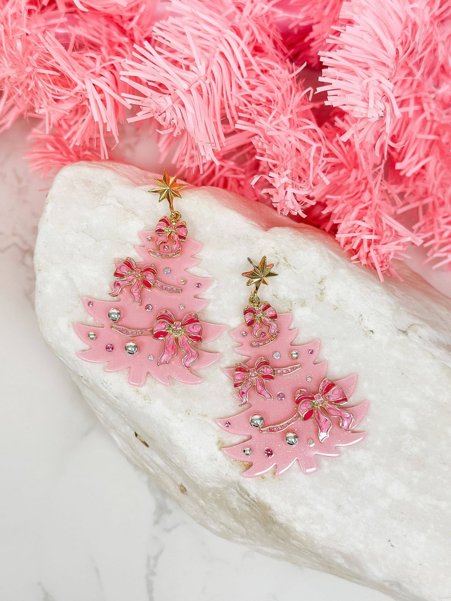 Festive Christmas Tree Dangle Earrings