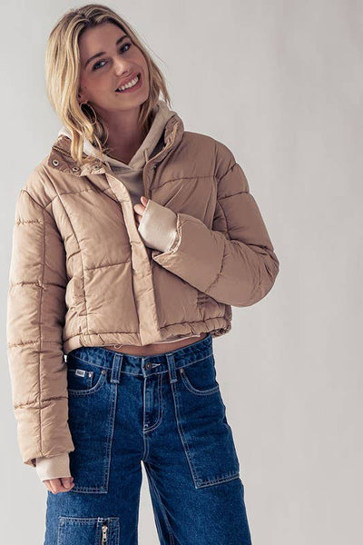 Khaki Crop Puffer