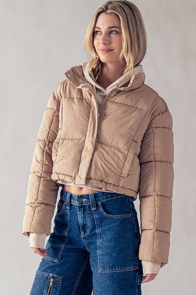 Khaki Crop Puffer