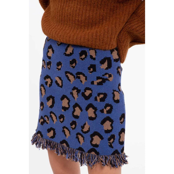 Leopard Fringe Skirt