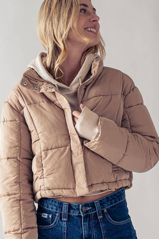 Khaki Crop Puffer